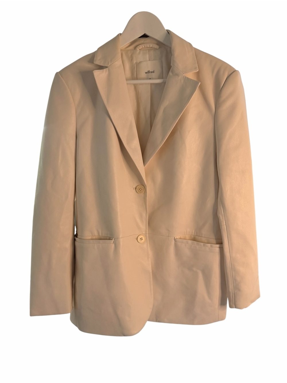 Wilfred Aritzia Cream Leather Blazer XS Oversized Jacket AS IS Flaws ⚠️⚠️